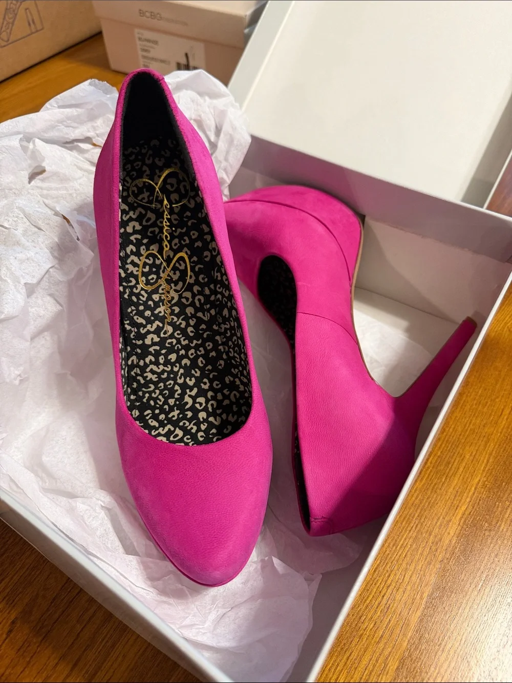 Jessica Simpson Bright Pink Nubuck Almond Toe Stiletto Heels